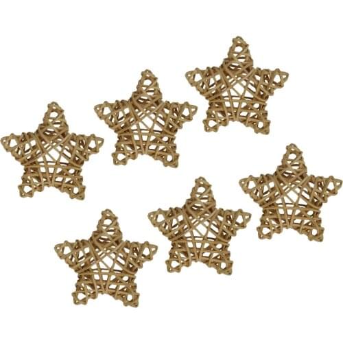 6pcs Creative Star Shaped Natural Decorative Wood Rattan Wicker Balls, 100mm