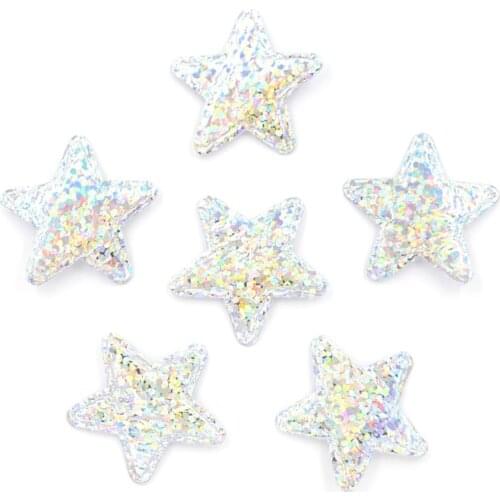 100Pcs Shining Colorful Silver Star Cloth Applique Sew On Patch for Children Shirt Jacket Jeans Dress Bags DIY Accessories F10