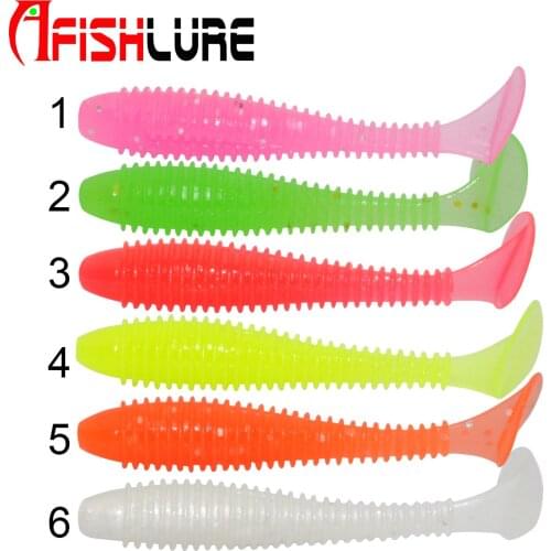 AR73 Glow Small T Tail Soft Worm Lures 40mm 0.6g 15pcs a Bag Mini T Tail Soft Lure Baits Plastic Fishing Lure