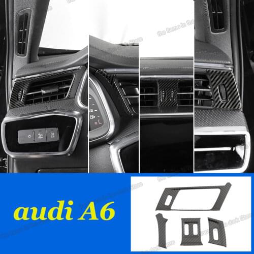 Lsrtw2017 Carbon Fiber Center Console Dashboard Vent Trim Outlet Sticker for Audi A6 C8 2019 2020 2021 Accessories Auto