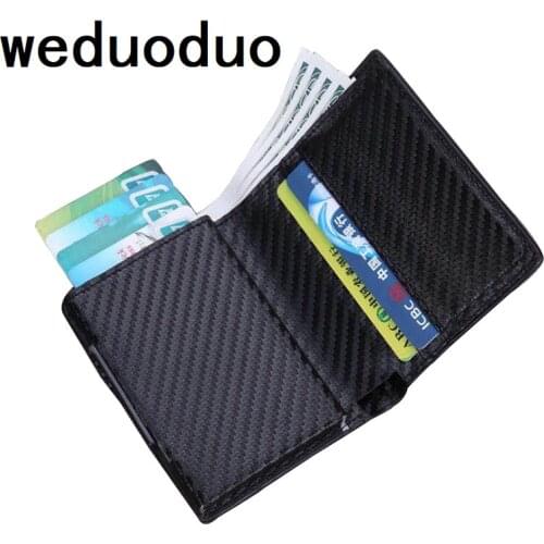 Business Card Holder PU Leather Credit Card holder Antitheft Wallets Automatic Pop Up Card Case Aluminium Alloy Credit Card Case