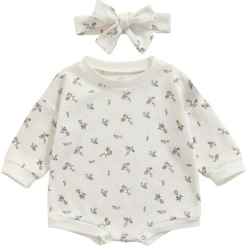 Ma&Baby 0-24M Newborn Infant Baby Girls Romper Long Sleeve Floral Print Jumpsuit Playsuit Autumn Spring Clothing Costume DD88