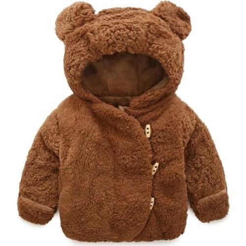 2019 Warm Baby Coat Autumn Winter Kids Clothes Cute Hooded Jackets Girls Boys Fleece Cartoon Bear Infant Sweaters Hoodies