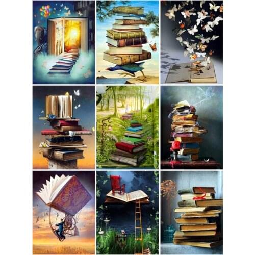 Display Book Scenic DIY Diamond Painting Book Landscape Diamond Embroidery Mosaic Diamond Cross Stitch Library Home Decoration