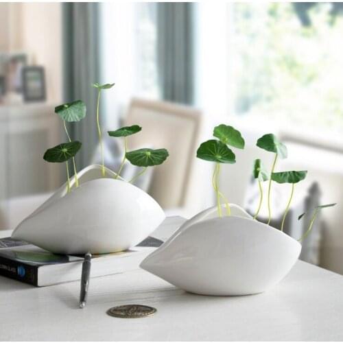 Porcelain Conch Flower Pot Decorative Ceramics Shell Vase Marine Chinaware Ornament Craftworks Present Knickknack Accessories