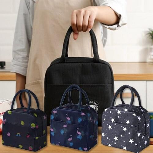 Functional Pattern Cooler Lunch Box Portable Insulated Canvas Lunch Bag Thermal Food Picnic Lunch Bags For Women Kids