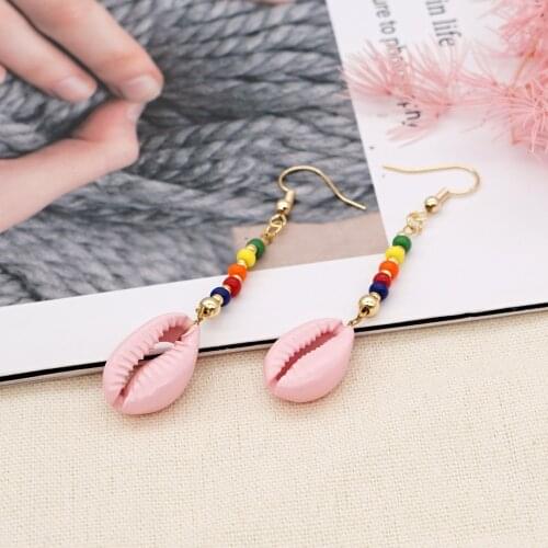 Go2Boho Shell Earring Drop Dangle Earrings For Women Summer Beach Seashell Female Jewelry 2021 Colorful Beads Long Earings