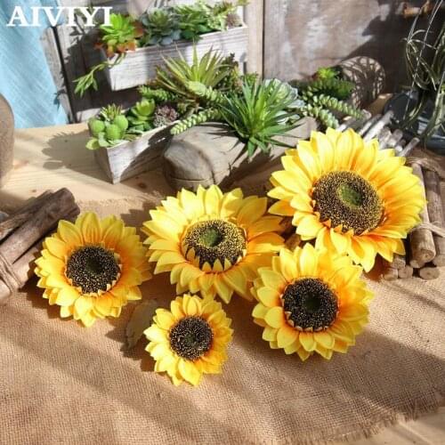 Simulation sunflower flower head wedding bouquet holiday party DIY decoration artificial flower plant wall ornament birthday gif