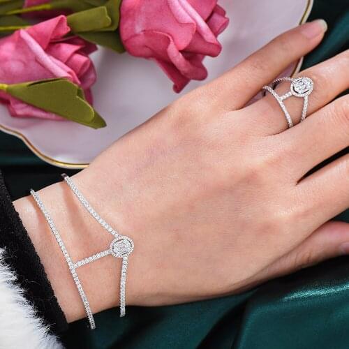 GODKI Luxury Brand CUFF Bangle Ring Set Jewelry Set For Women Wedding PARTY Cubic Zircon Crystal CZ aretes de mujer modernos