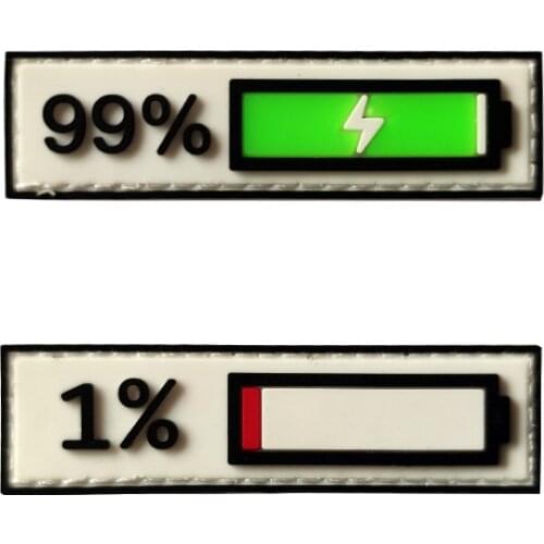 Power Display Embroidery PVC Velcro Patches Backpack Clothes Stickers Charging Power 99% Chapter Armband Left 1% Military Patch