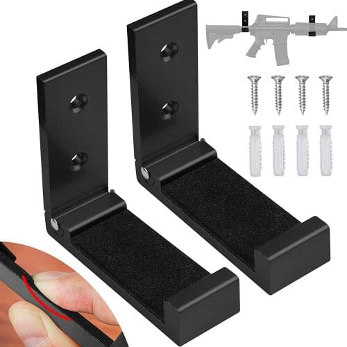 Gun Rack Wall Mount with Soft Pad and Screws for Wall, 90° Folding Gun Hook Protects Rifles, Shotguns, Bow - Indoor Hanging