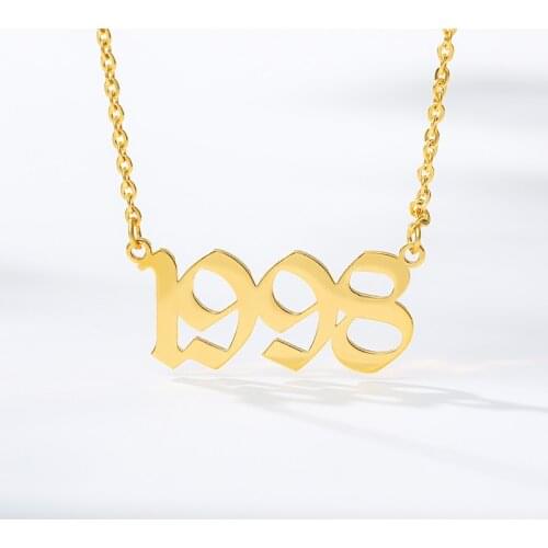Stainless Steel 1985-2020 Birth Year Necklaces for Women Men Choker Date Number Pendant Necklace Jewelry Commemorat Gift