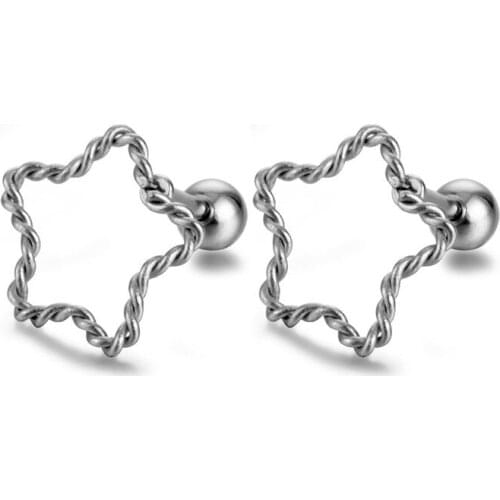 Simple Design Hollow Out Star Ear Stud Earrings Elegant Womens Black Silver Color Earrings Fashion Ladies Wedding Jewelry