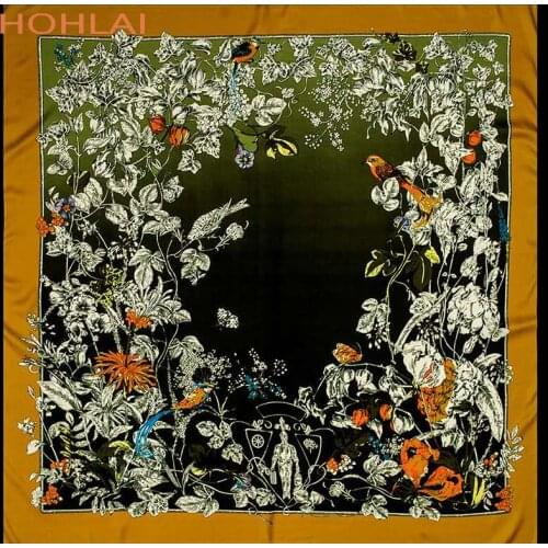 Luxury Brand 130*130cm Silk Scarf Women Sky Lucky Birds Nest Print Square Scarves Life Tree Large Foulard Femme Twill Scarf