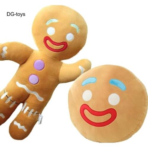 Christmas Gingerman Plush toy Soft Ball Shape Ginger Head Throw Pillow Cushion holiday Decor Xmas Biscuits Pillow for kids