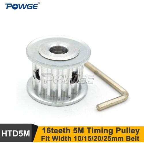POWGE 16 Teeth 5M Synchronous Pulley Bore 5-12mm Fit Width 15/20/25mm 5M Timing Belt 16T 16Teeth HTD 5M Timing Pulley