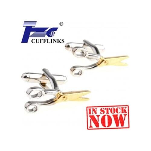 Siver & Gold Scissor Shear Cufflink Cuff Link 2 Pairs Free Shipping Promotion