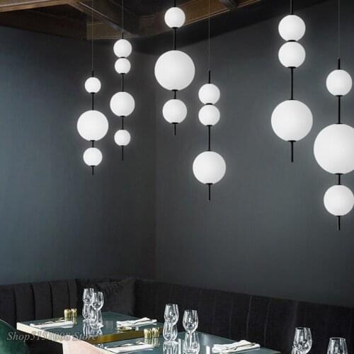 Modern Simple LED Pendant Lamps Glass Ball Pendant Lights Restaurant Kitchen Hanging Light Fixture Cafe Bar Bedroom Dining Room