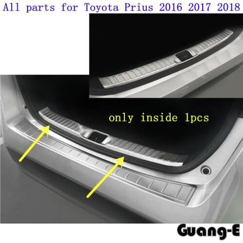 Car Body Styling Stainless Steel Inner Built Rear Bumper Trim Plate Lamp Pedal Moulding 1pcs For Toyota Prius 2016 2017 2018