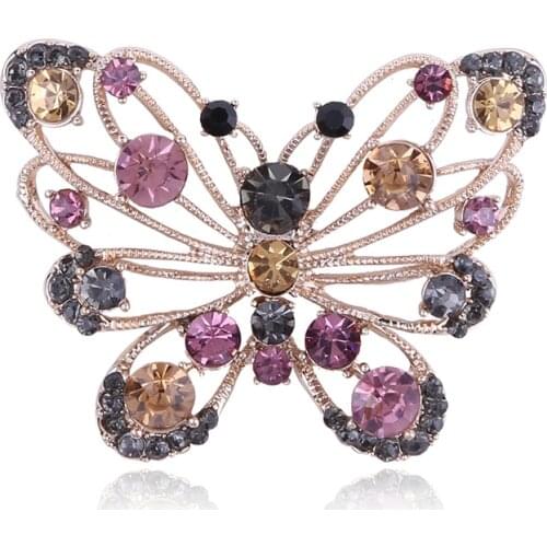 Rhinestone Butterfly Brooch Ladies Accessories Butterfly Cardigan Brooch Korean Luxury Atmosphere Simple Fashion Crystal Brooch