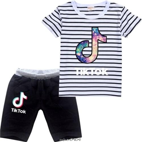 Tik Tok Summer Chidlren Cartoon Clothing Sets Kdis Boy Girls Fashion T-shirt Pants 2Pcs Baby Cotton Tracksuits Infant Outfit set