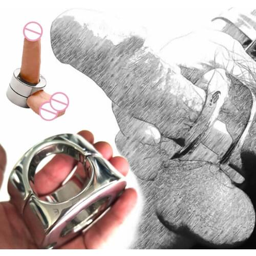 Personal Tailor Stainless Steel Scrotum Stretcher Penis Cock Ring Metal Locking Pendant Erection Male Scrotum Shackles Sex Toy