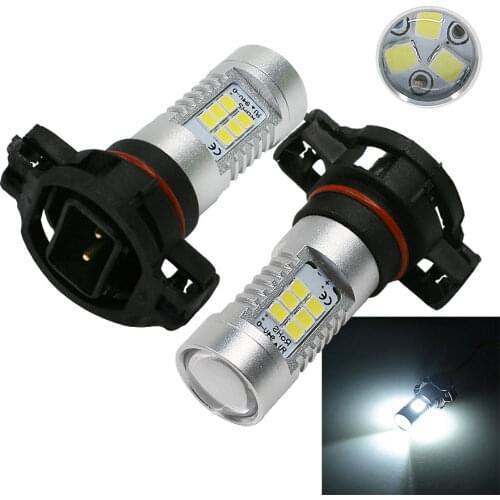 YCCPAUTO 2Pcs High Power H16 5202 PS24W LED Car Fog Lights White 2835 21-Smd Bulbs Auto Front Drving Lamp 6000K 12-24V