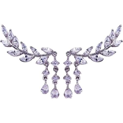 Womens Earrings In Jewelry 1Pair Women Fashion Crystal Rhinestone Leaves Tassel Ear Stud Earrings Z1218