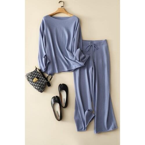 2021 new styles 100% cashmere 2 piece set autumn winter knitwear for women