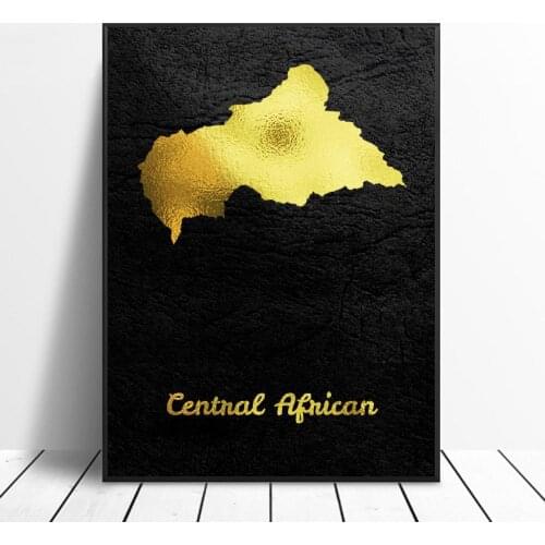 Golden Map Central African Art Canvas Poster Home Decor Painting No Frame