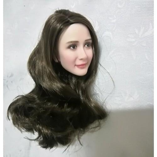 1/6 Female Head Sculpt Asia Girl Long Hair Female Head Carving Sculpt Fit 12" Inch Action Figure Body In Stock