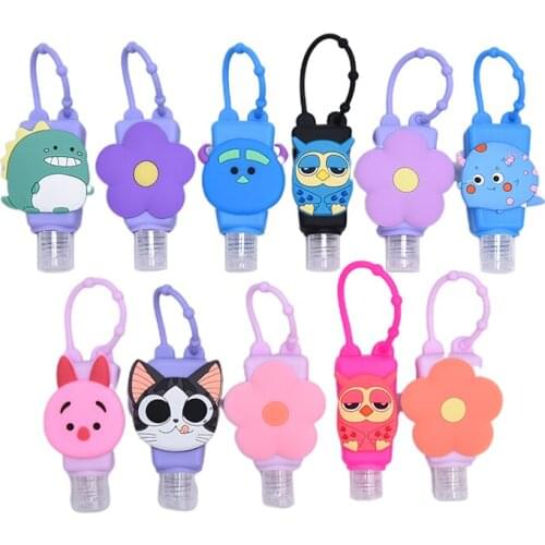 1pcs Travel Portable Cartoon Animals Food Silicone Mini Hand Sanitizer Holder Gel Holder Hangable Liquid Dispenser Containers