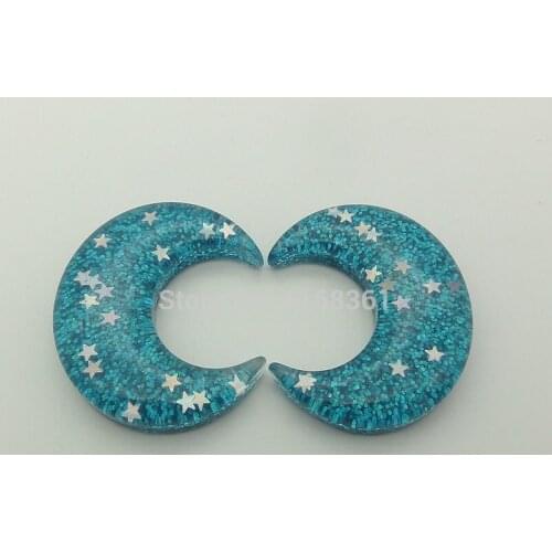 1pcs/lot resin flat back blue color moon 39mm Scrapbook Embellishment DIY Phone Decoration C402-3