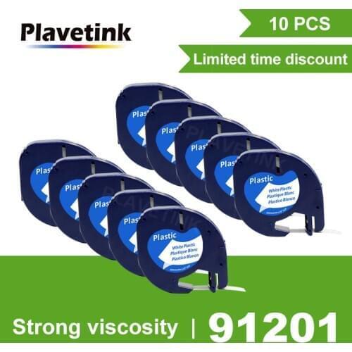 10 PCS for Dymo Letratag Plastic Tape LT 91201 Black on White 12mm kingroad Compatible for DYMO LetraTag LT-100H Label Printers