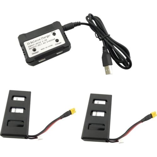 2pcs 7.4V 1300mAh Battery With 2-in-1 Charger For MJX B6 B6W B6F Bugs 6 Bugs 8 Spare Parts