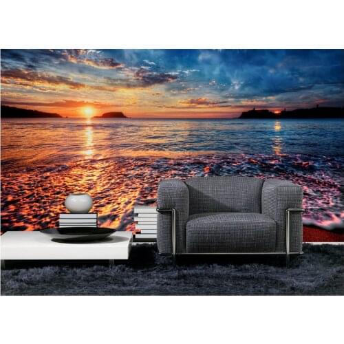 Custom 3d photo wallpaper for walls 3 d wall murals The setting sun sunset beach landscape setting wall decoration home decor
