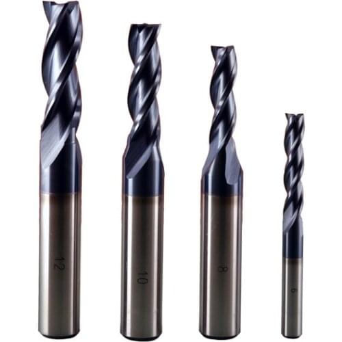 6,8,10,12mm, Woodworking 3-Flute spiral milling cutter through the center end milling hard coating end milling trimming