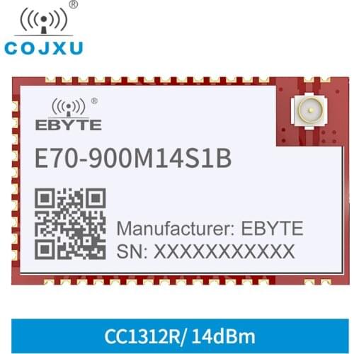 868MHz 915MHz CC1312R RF Wireless Serial Port Module Small Size TI High Power SOC 1.5km Long Range E70-900M14S1B