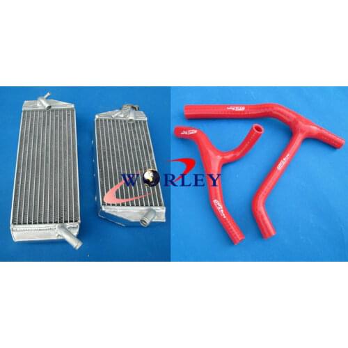Aluminum radiator & RED silicone hose for Kawasaki KX 450 F KX450F KXF450 2006 2007 2008