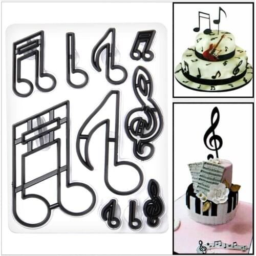 Behogar 10pcs Musical Note Shape Cookies Cutter Set Pastry Fondant Chocolate Moulds for Kitchen DIY Baking Craft Accessories
