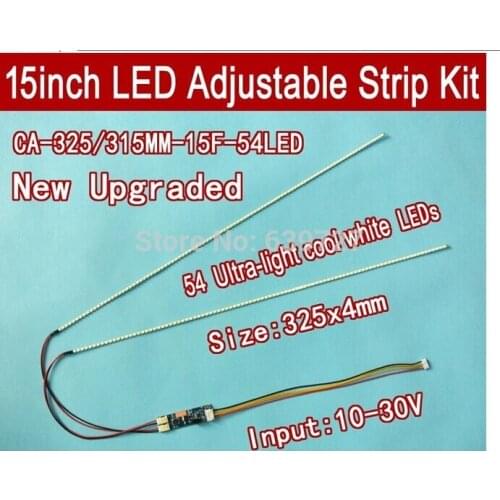 Free ship 2PCS 325mm Adjustable brightness led backlight strip kit,Update 15inch monitor 15'' LCD ccfl panel to LED backlight