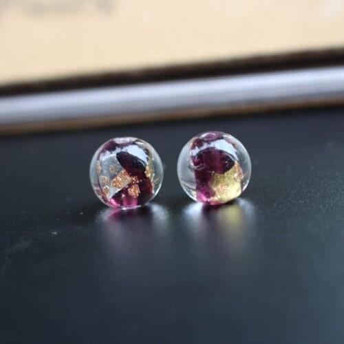 10Pcs 12mm 14mm Handmade Lampwork Glass Beads Foiled Round Purple Color Fashion Charms for jewelry Bracelet Necklace making