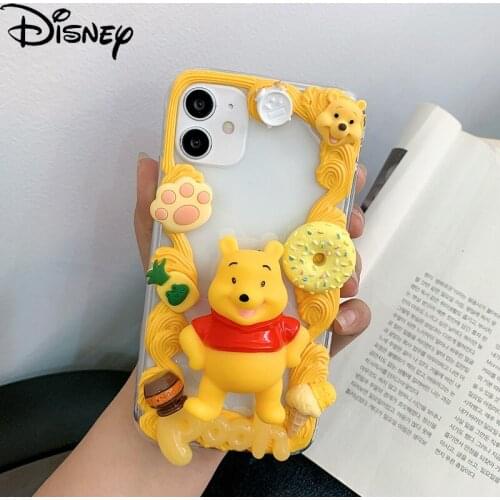 Disney cute cartoon Pooh bear handmade girl phone case for iphone 12 mini/11promax/12promax/se/xr/7 plus/8p/xs/xsmax/11/5s/6sp