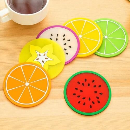 Colorful Mini Coaster For Table Desk Hot Silicone Cup Mat Placemat Stand Hot Fruit Drink Pad For Kitchen Pad Slip Holder