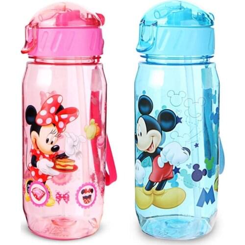 Disney Mickey Mouse Cartoon Cups With Straw Kids Snow White Captain America Sport Bottles Girls Princess Sophia Feeding Cups