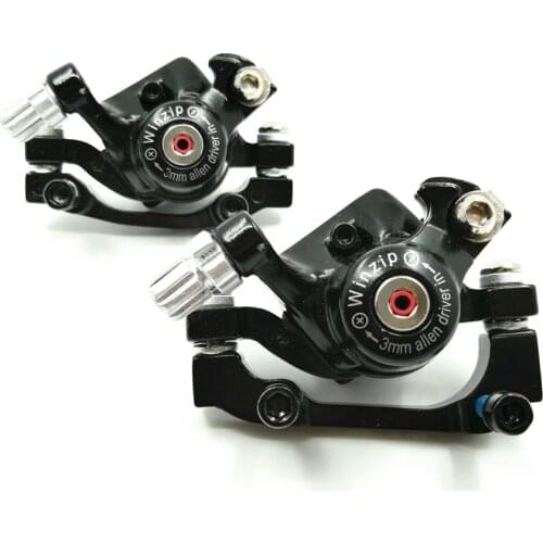 Winzip Bike Mechanical Disc Brake Caliper Double Action Brake Device MTB Road Bicycle Line Pulling Disc Brake Black/White Taiwan
