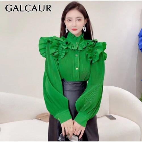 Зеленые блузки GALCAUR China At AliExpress