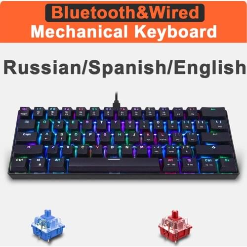 Motospeed 61 Keys Gaming Mechanical Keyboard Bluetooth Wireless Bluetooth RGB Red Switch For PC Gamer Computer Tablets Russian