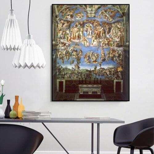 Famous Painting The Last Judgement By Michelangelo Canvas Posters and Prints Wall Art Pictures for Living Room Decor Frameless