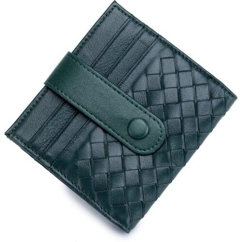 Knited Design Sheep Skin Hasp Style Card Holder Wallet Men Lady Leather Cash Bag